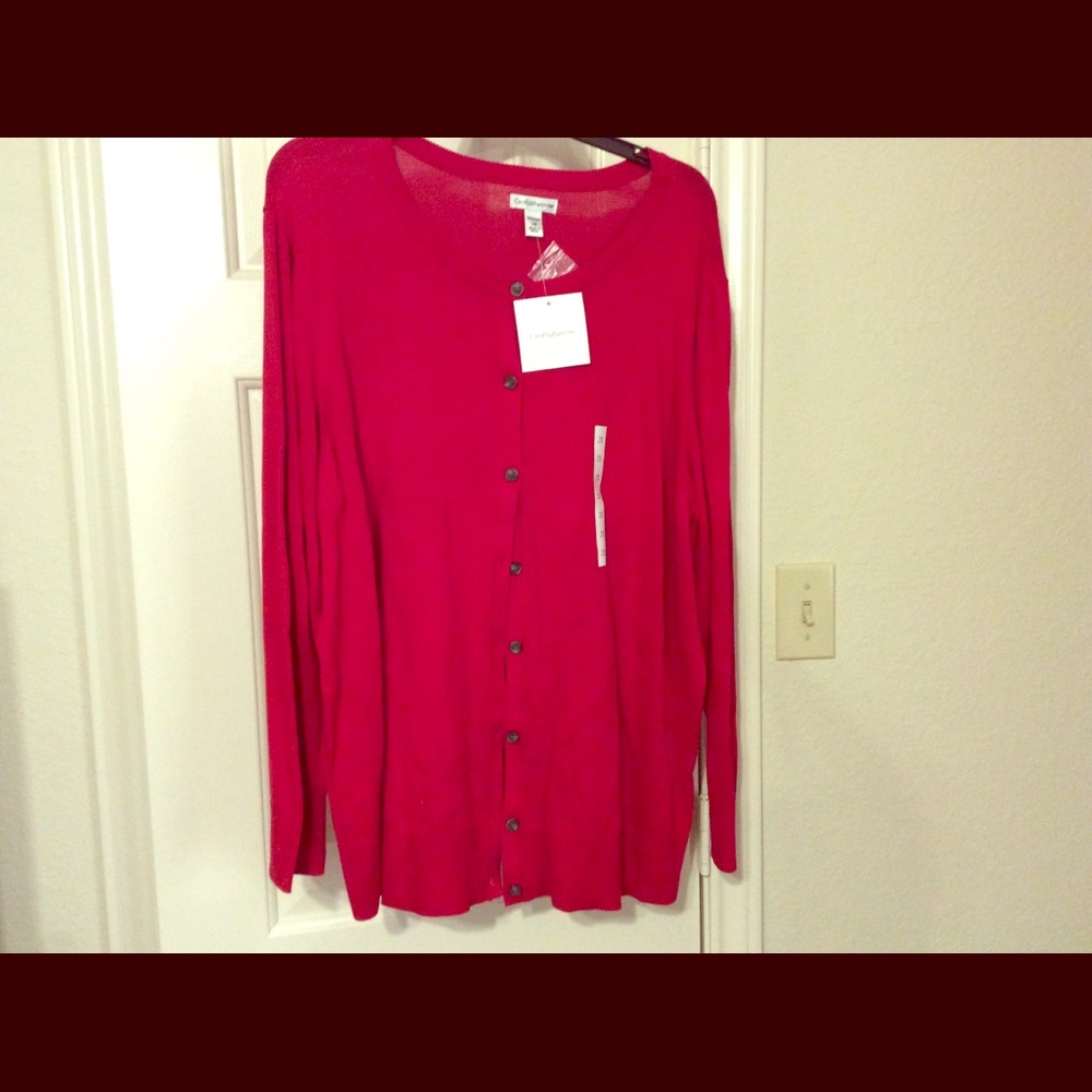 New Croft & Barrow Woman 2X red 8 button cardigan